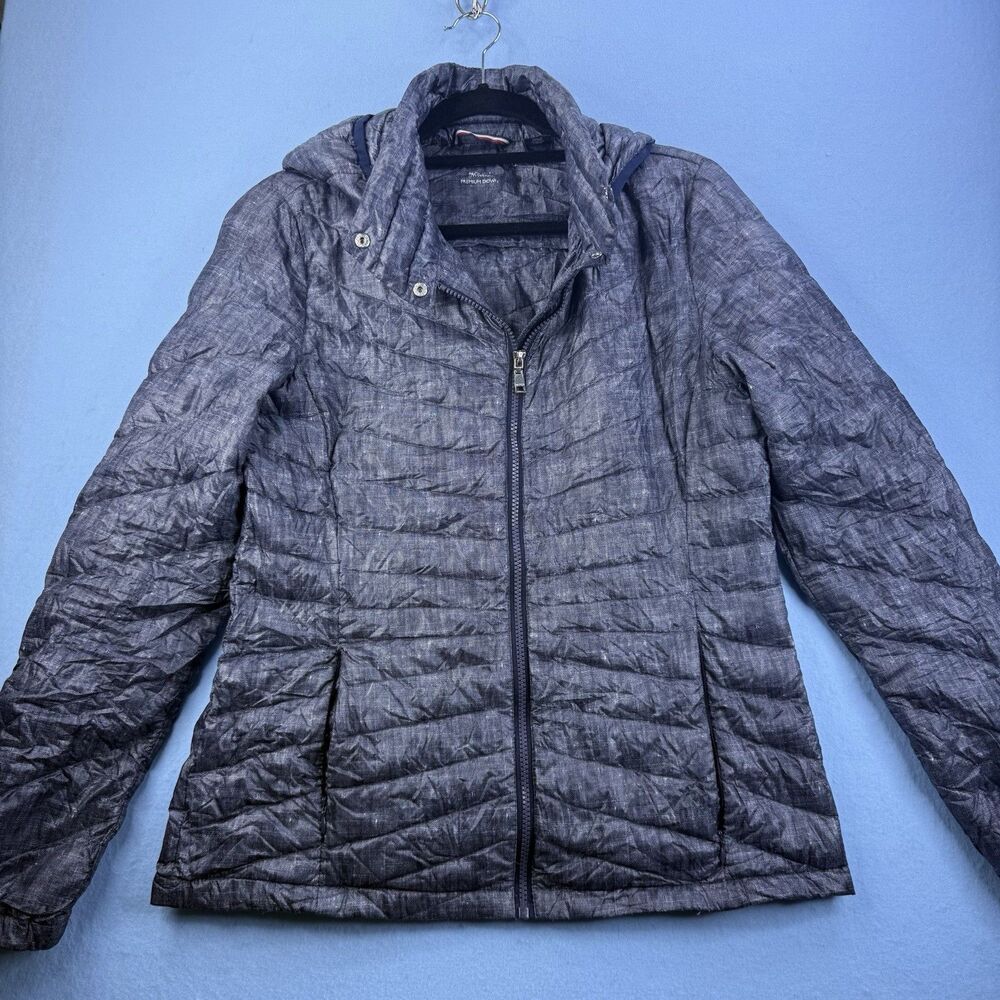 Tommy Hilfiger Gray/Navy Light weight Premium Down Stuff Sack Travel Size M 1214